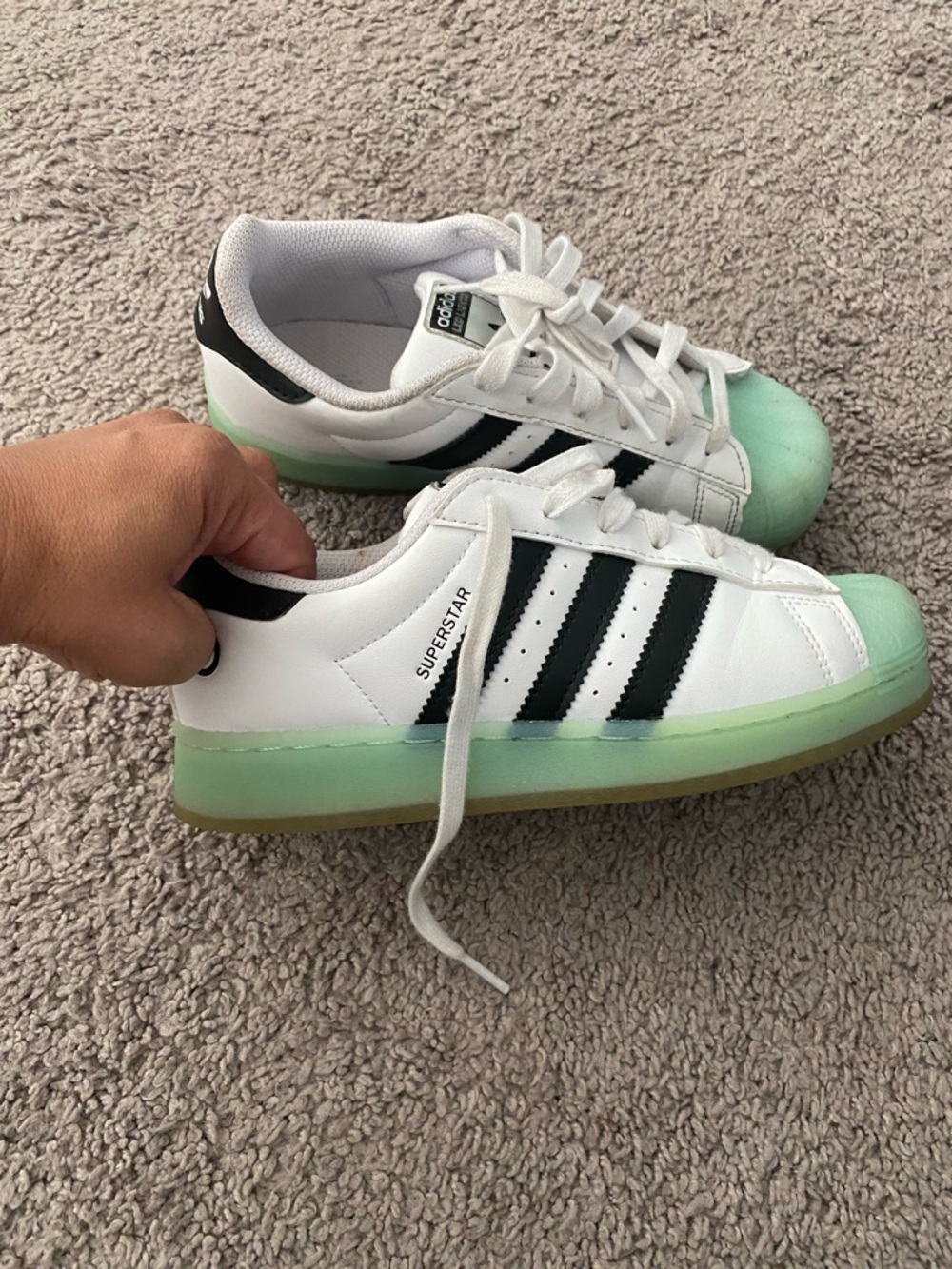 Kids adidas Superstar LED Lights/White Sneakers with Black Stripes